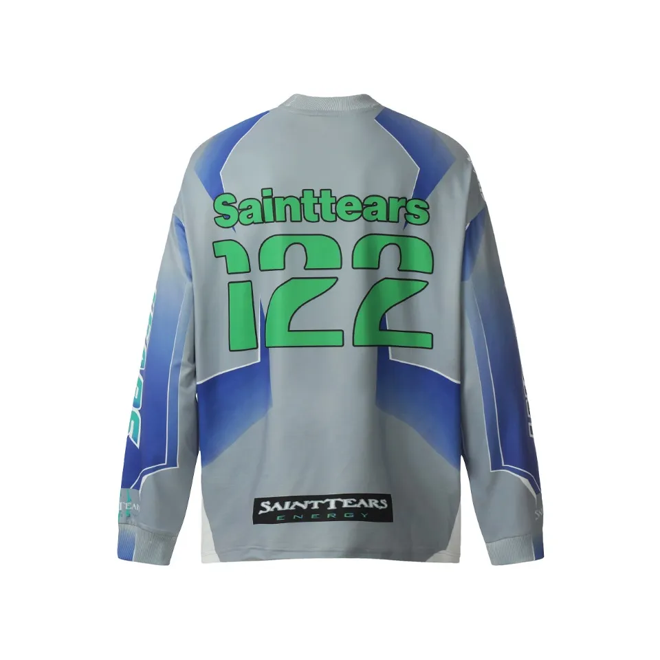 Saint michael tears all-over printed long-sleeved vintage autumn and winter T-shirt Style number: 116 Size: M L XL Wholesale price: 136 Color: blue yellow